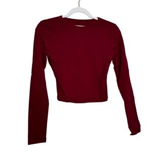 Susana Monaco Long Sleeve Crewneck Crop Top in Beaujolais NWT Size Medium